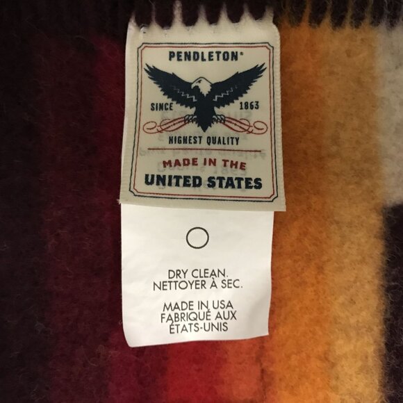 Pendleton Depuis 1863 Wool Blanket Aztec Southwestern Brown Orange 66" X 61" - Picture 3 of 9